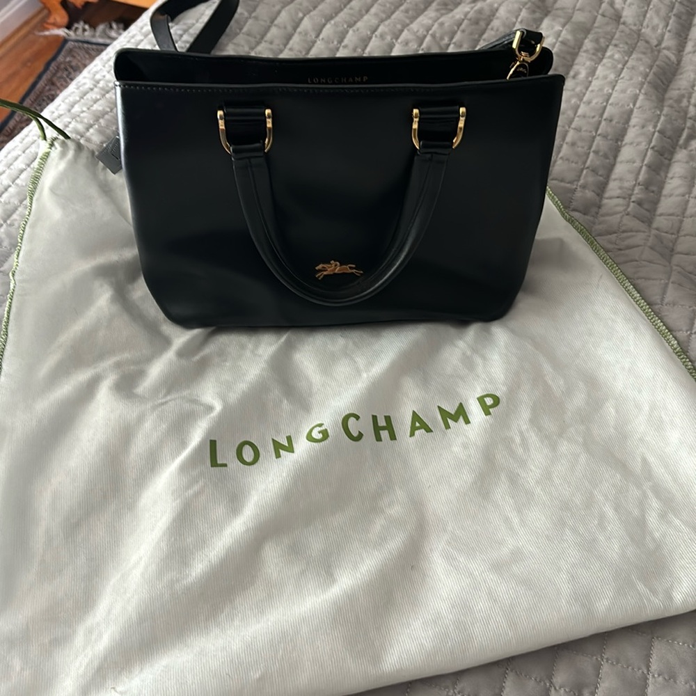 Longchamp black leather bag.